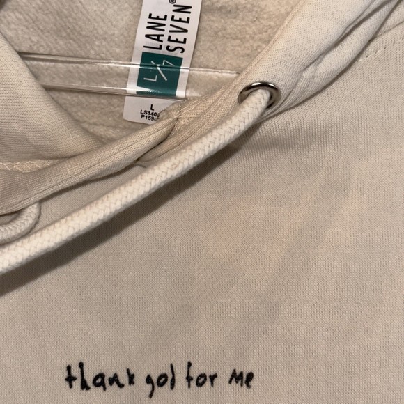 RARE Lane Seven Kanye West Face Hoodie Mens L Beige Sweatshirt Yeezy Art To Wear - Picture 5 of 8